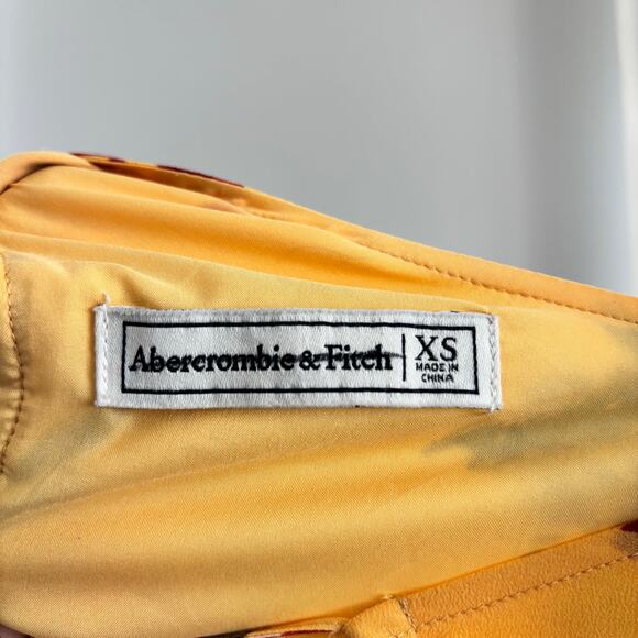 Abercrombie & Fitch Pleated Halter Maxi Dress Yellow Floral Empire Waist XS - Picture 4 of 5